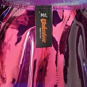 Pin wheel vinyl miniskirt